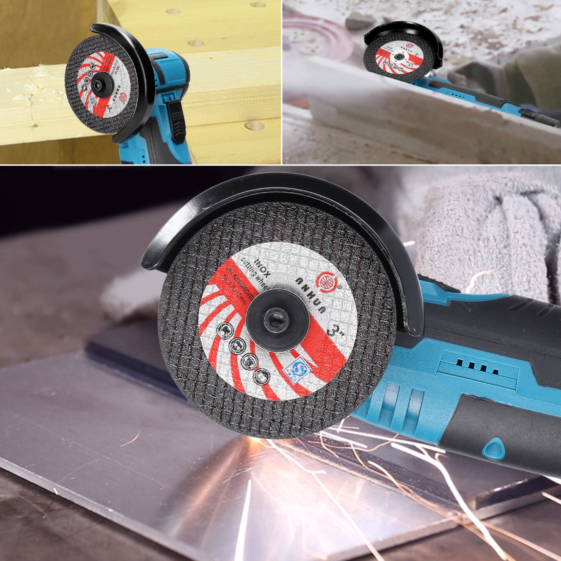 12V Cordless Angle Grinder – Dual Battery Pack + Fast Charger